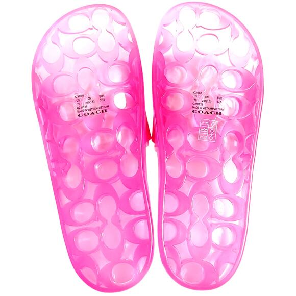 Coach Ulyssa Rubber Slide Sandals Open Toe Bold Pink Womens Size US 7 UK 5 NEW - Picture 5 of 7
